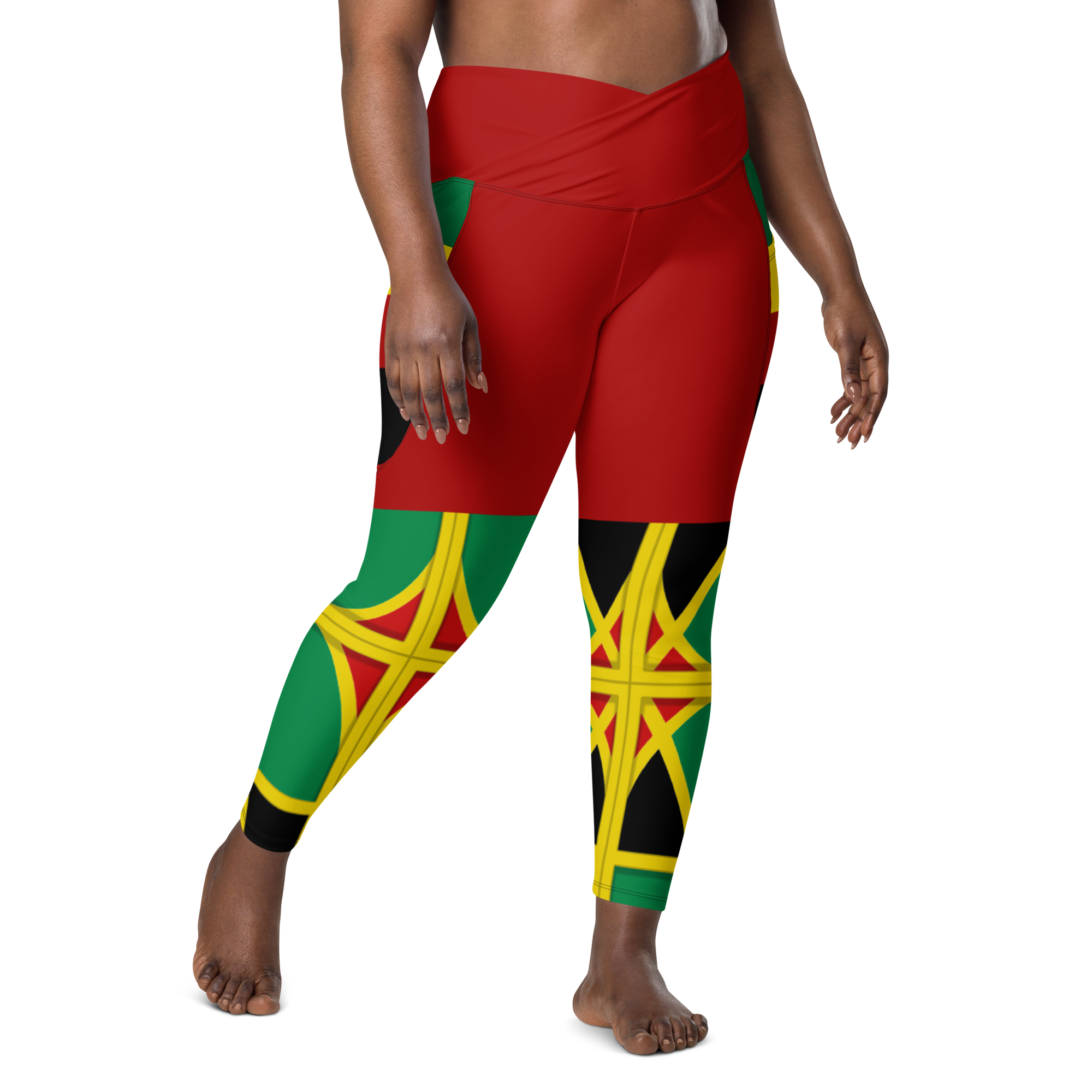 Neo-Don 'JamRas' Crossover leggings with pockets - Red