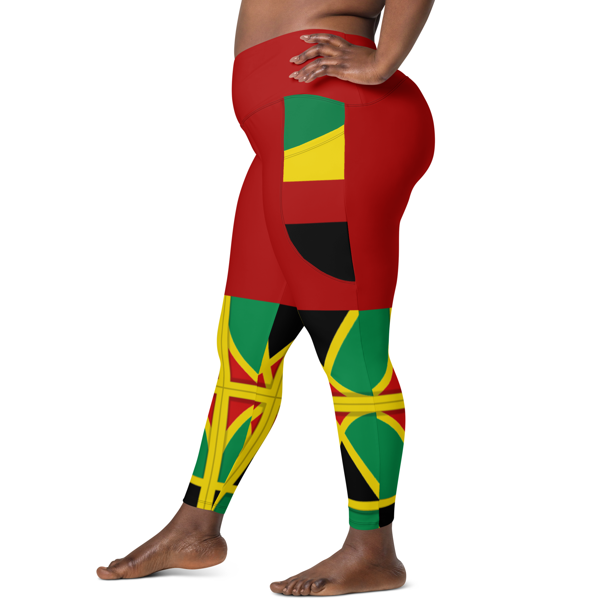 Neo-Don 'JamRas' Crossover leggings with pockets - Red