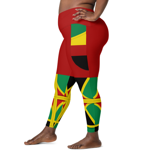 Neo-Don 'JamRas' Crossover leggings with pockets - Red