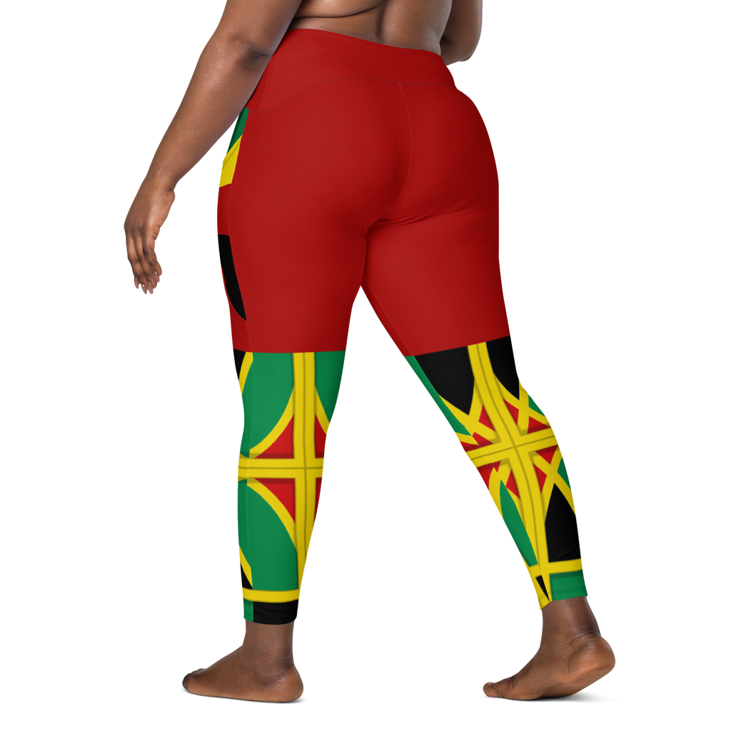 Neo-Don 'JamRas' Crossover leggings with pockets - Red