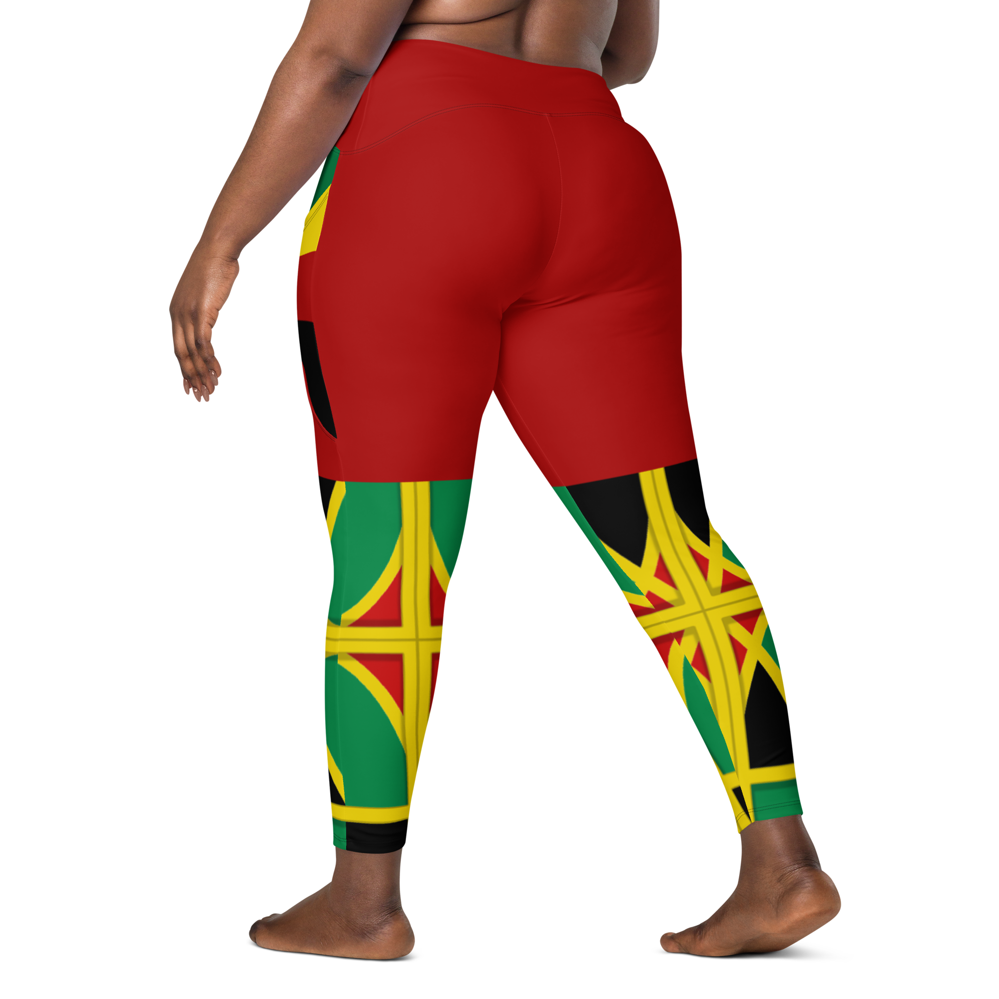 Neo-Don 'JamRas' Crossover leggings with pockets - Red