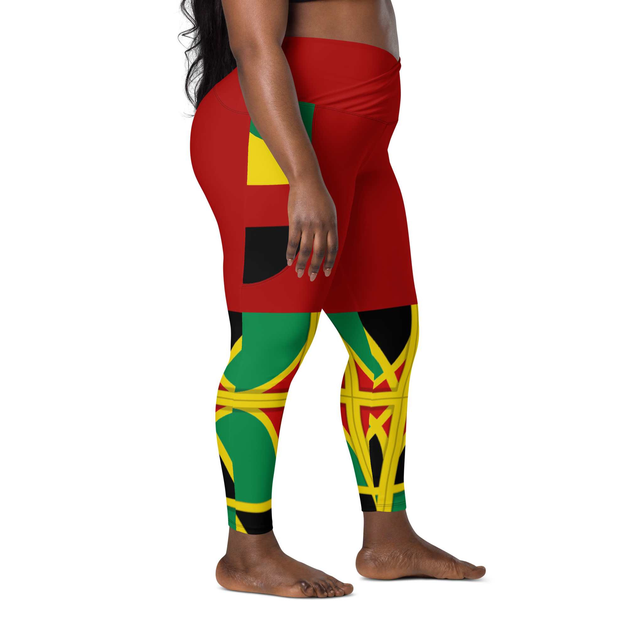 Neo-Don 'JamRas' Crossover leggings with pockets - Red