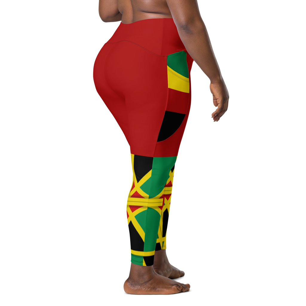 Neo-Don 'JamRas' Crossover leggings with pockets - Red