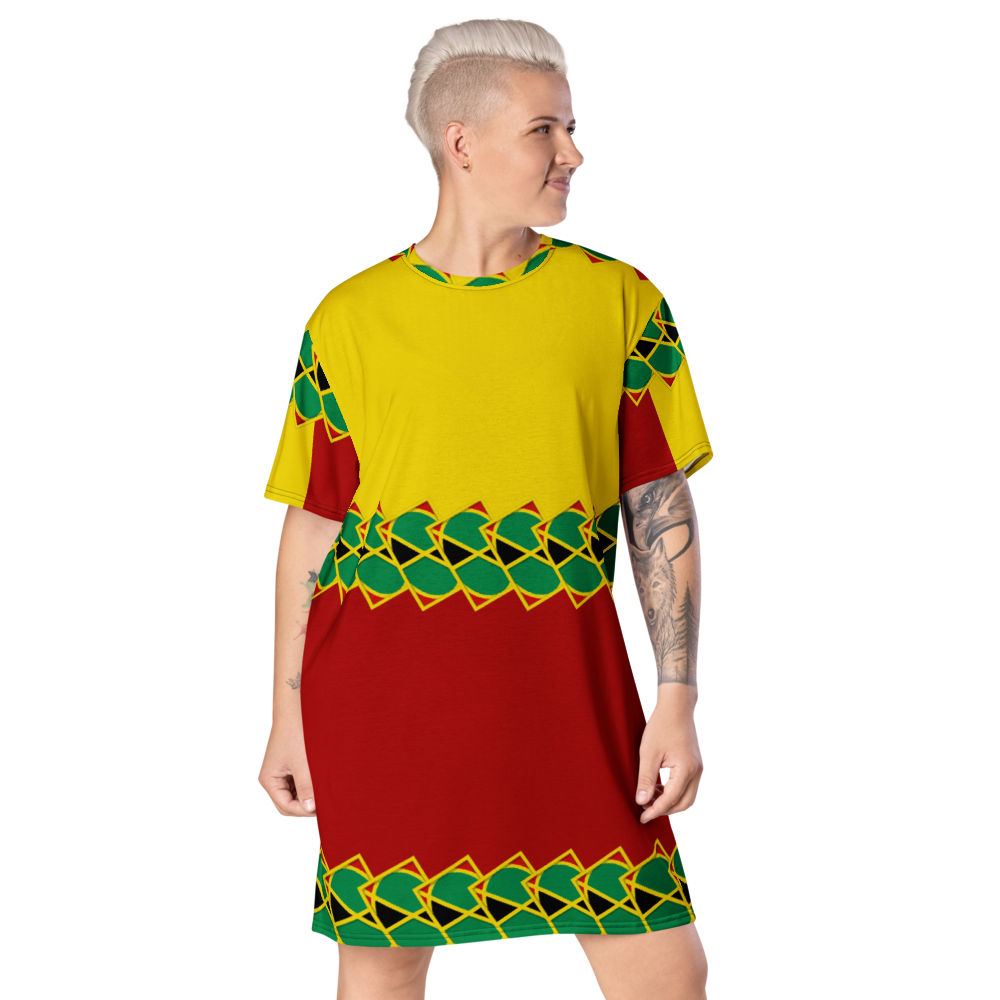 Neo-Don 'JamRas' T-shirt dress - 6 - Yellow/Red