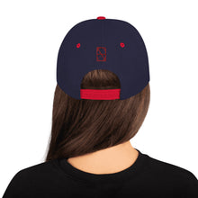 Load image into Gallery viewer, Neo-Don Red on Black Snapback Hat - Navy Blue/Red