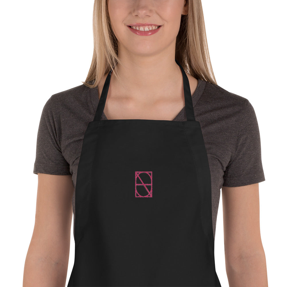 Neo-Don - Flamingo on Black - Embroidered Apron